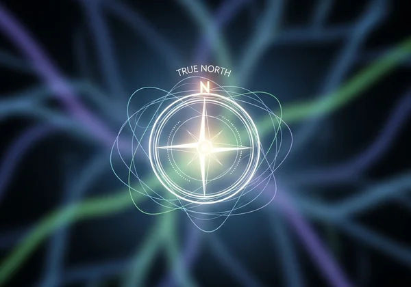 An abstract moral compass guiding ethical decision-making.