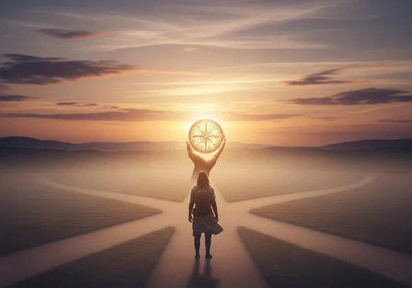 Person navigating their ethical journey with a moral compass.