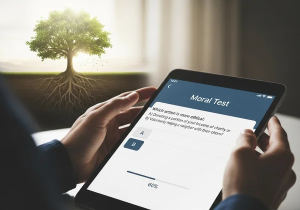 Orang mengambil ujian penilaian kendiri moral dalam talian