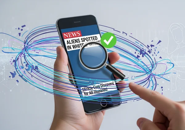 Person fact-checking news to avoid misinformation online