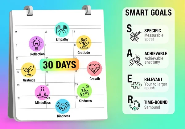 Calendar showing a 30-day ethical action plan