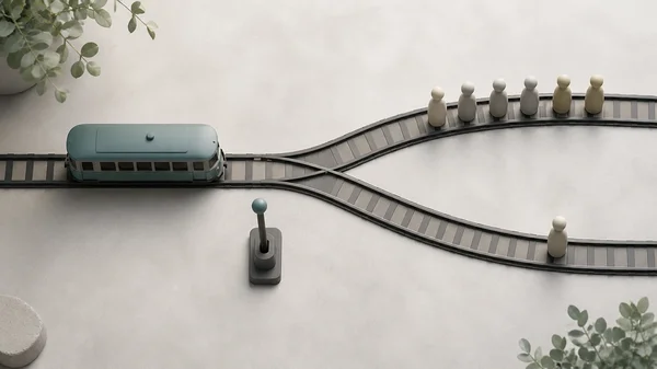 Trolley tracks split around one choice