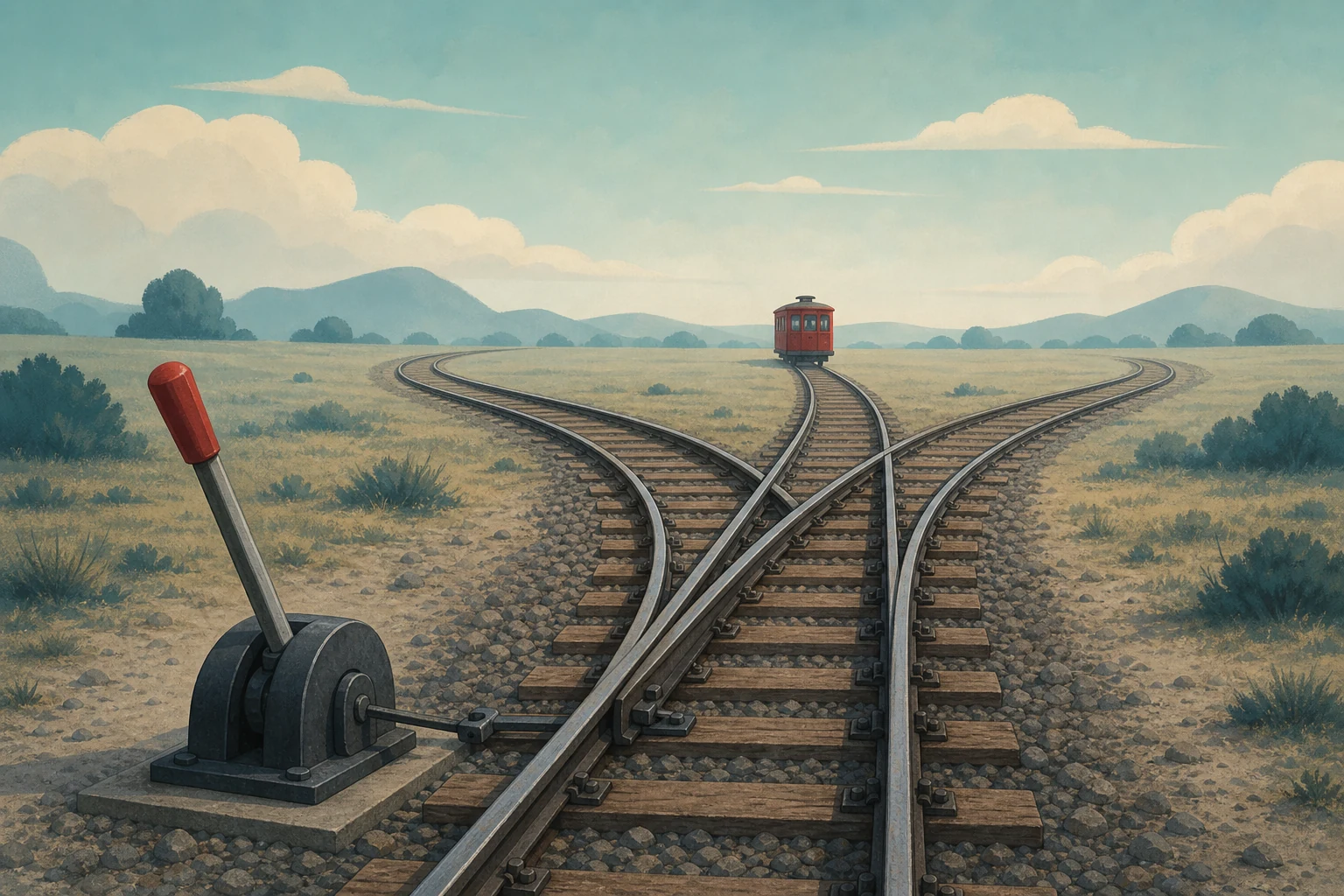 Trolley dilemma at a quiet switch