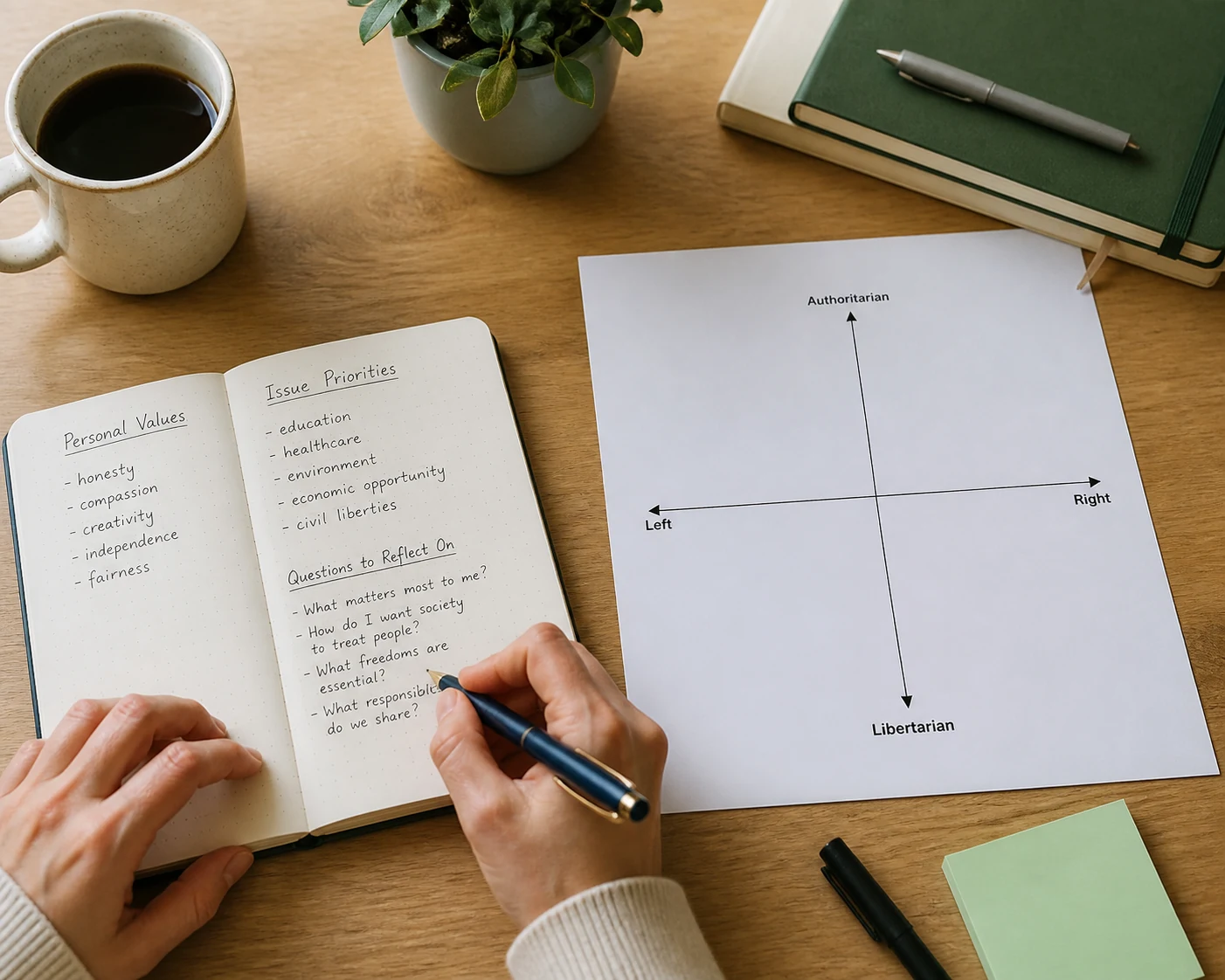 Blank compass worksheet with issue notes