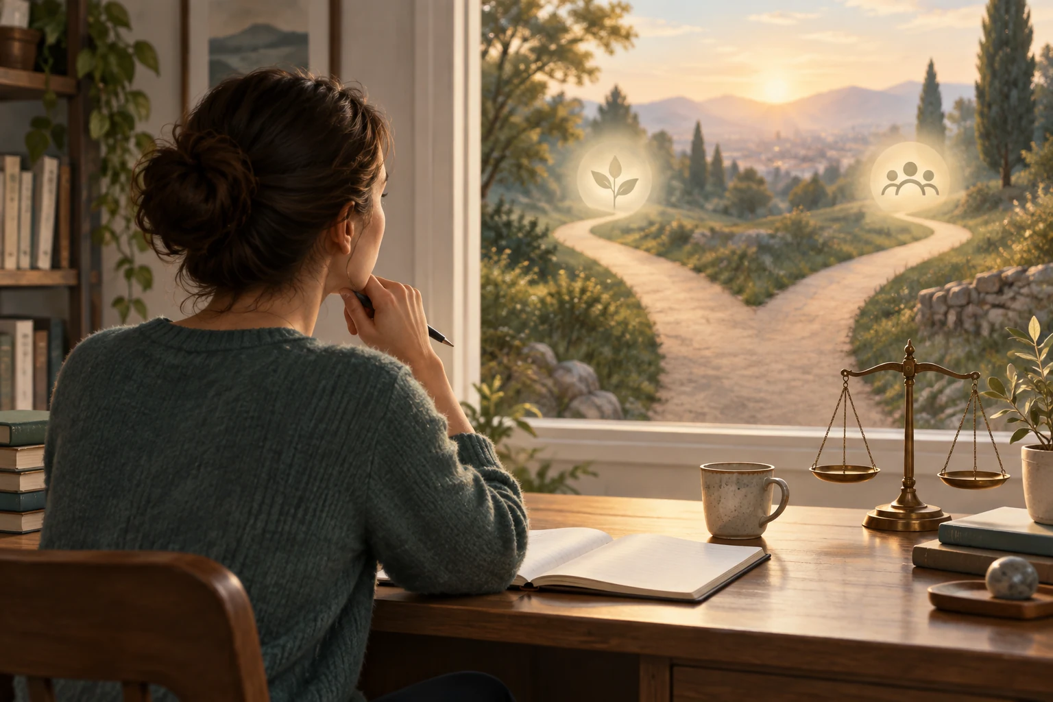 Person reflecting on moral choices